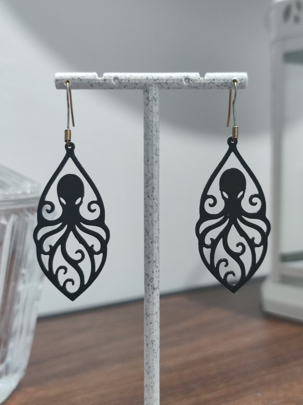 Black Octopus Cutout Dangle Earrings - Women Jewelry